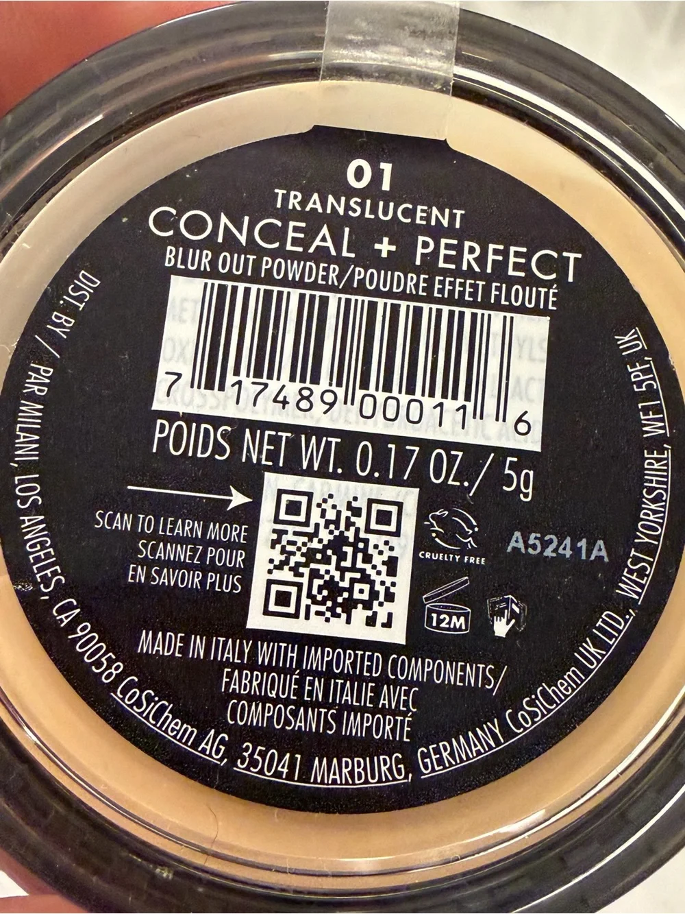 Milani Conceal + Perfect Blur Out Powder Translucent .17oz Full Size SEALED New